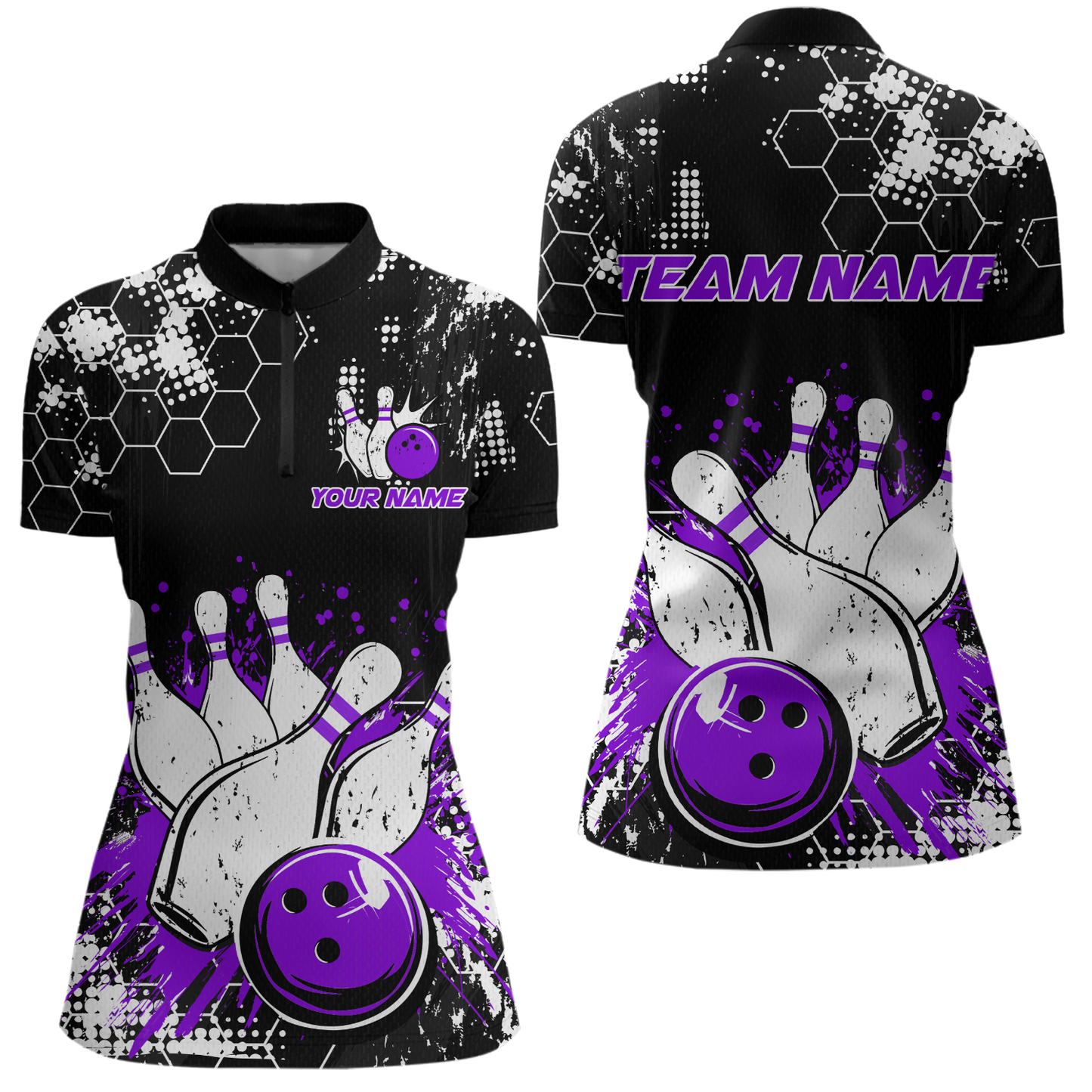 Purple Watercolor Bowling Shirts Men Women Team Custom Bowling Polo & 1/4 Zip Shirt MBL60