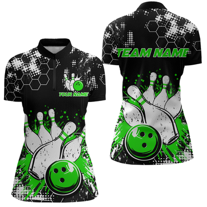 Green Watercolor Bowling Shirts Men Women Team Custom Bowling Polo & 1/4 Zip Shirt MBL60