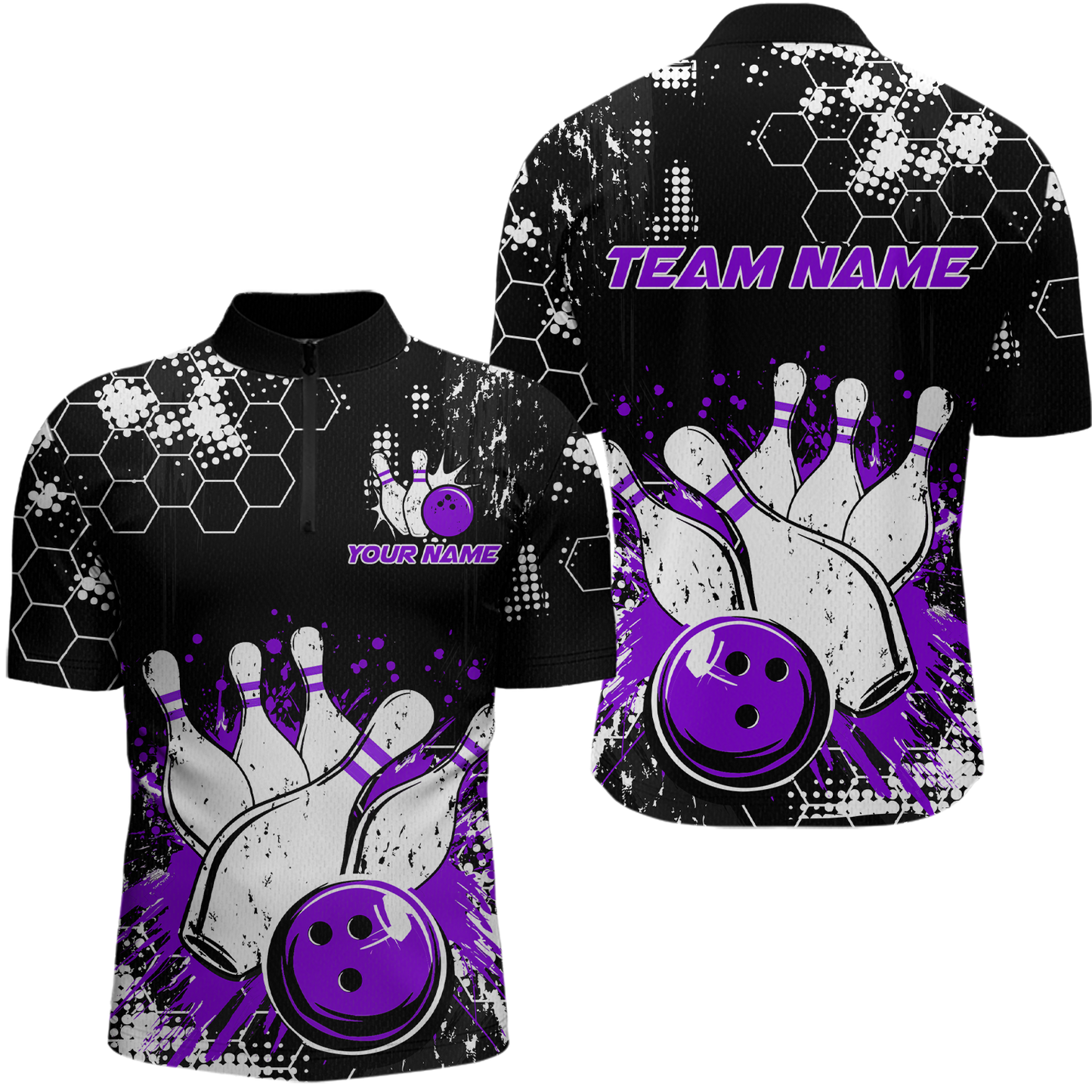 Purple Watercolor Bowling Shirts Men Women Team Custom Bowling Polo & 1/4 Zip Shirt MBL60