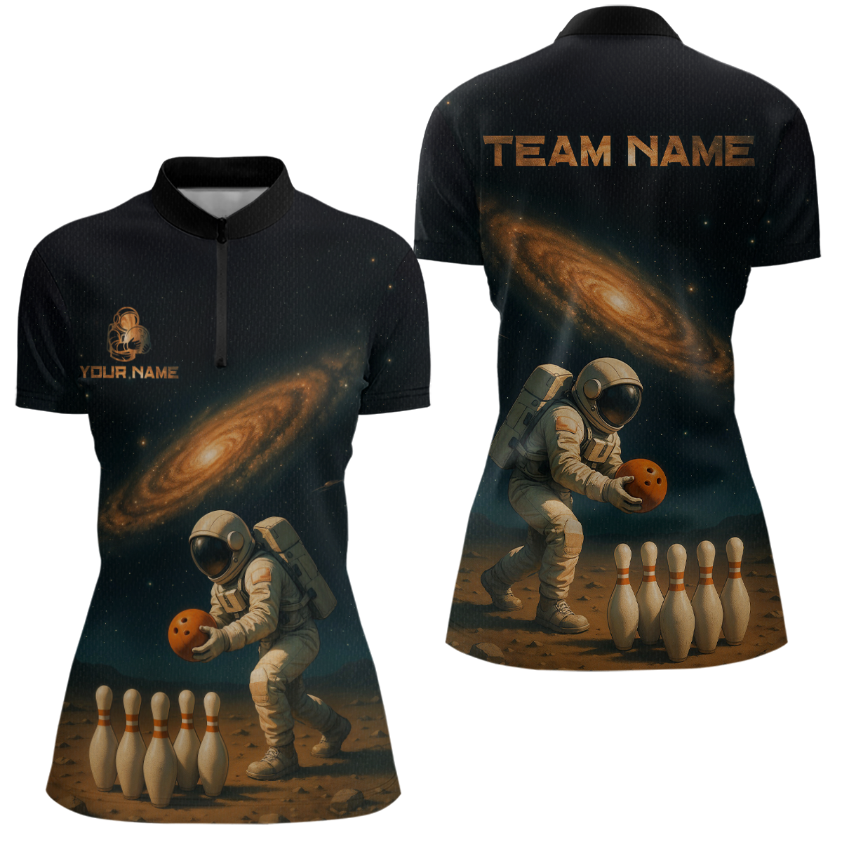 Astronaut Bowling Shirts for Men Women Team Custom Bowling Polo and Quarter Zip MBL152