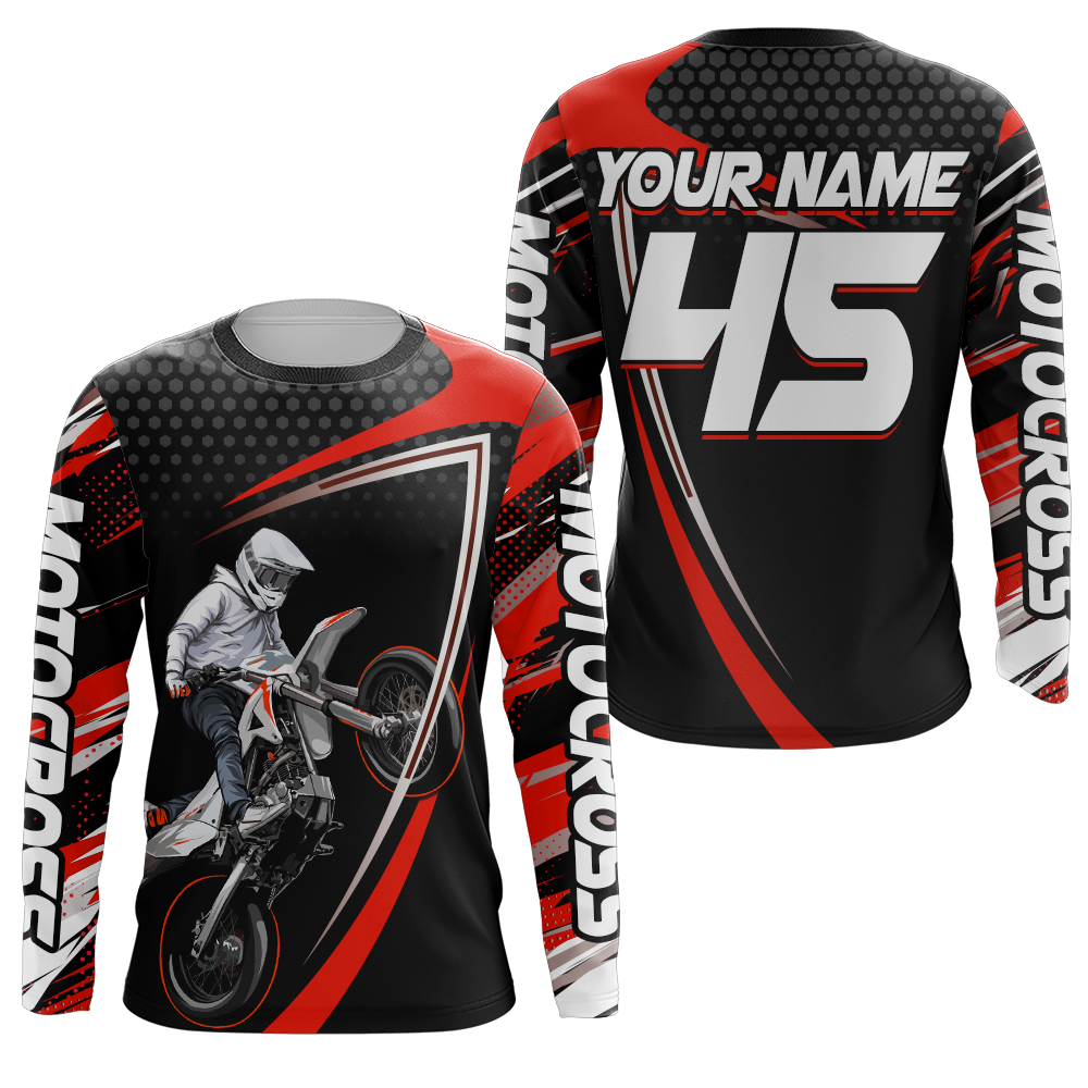 Motocross Racing Jersey Red Upf30+ MX Racing Dirt Bike Jersey Kid Men Motorcycle XM173