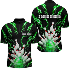 Load image into Gallery viewer, Thunder Lightning Green Bowling Shirt Custom Bowling Jersey for Men Women Team MBL66