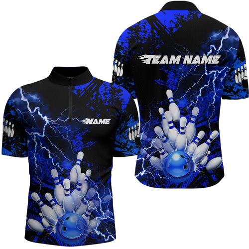Blue Thunder Lightning Bowling Shirt Custom Colorful Bowling Jersey Men Women Team MBL67