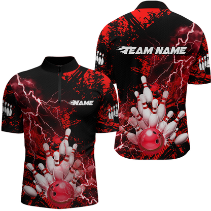 Red Thunder Lightning Bowling Shirt Custom Colorful Bowling Jersey Men Women Team MBL67