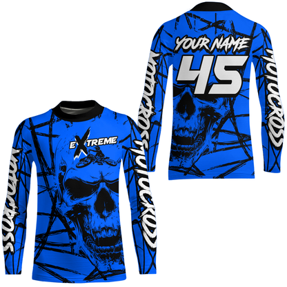 Motocross Racing Jersey Blue Upf30+ Dirt Bike Shirt MX Off-Road Motorcycle Shirt XM291