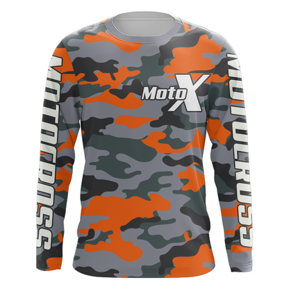 Camo Motocross Racing Jersey UPF30+ Youth Dirt Bike Shirt for Kids Mens Women MotoX Off-road XM127