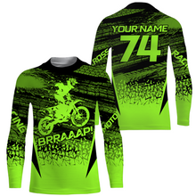 Load image into Gallery viewer, Custom Motocross Racing Jersey UPF30+ Green Motorcycle Dirt Bike Jersey Off-Road Youth &amp; Adult XM129