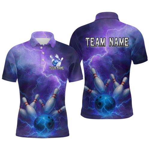 Custom Purple Lightning Bowling Shirts for Men Women Team MBL157