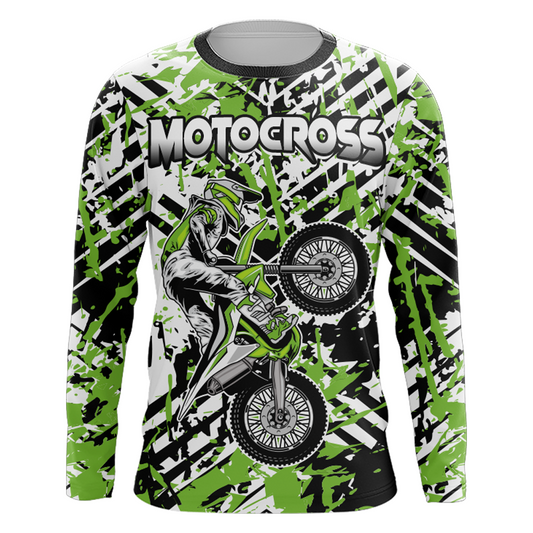 Motocross Racing Personalized Jersey Youth UPF30+ Green Dirt Bike Motorcycle Off-Road XM137