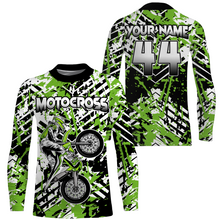 Load image into Gallery viewer, Motocross Racing Personalized Jersey Youth UPF30+ Green Dirt Bike Motorcycle Off-Road XM137