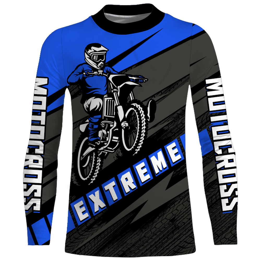 Custom Motocross Jersey UPF30+ Dirt Bike Youth Shirt MX Racing Adult&Kid Blue Jersey XM210