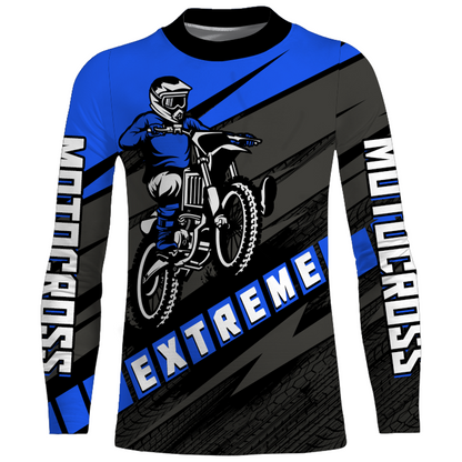 Custom Motocross Jersey UPF30+ Dirt Bike Youth Shirt MX Racing Adult&Kid Blue Jersey XM210
