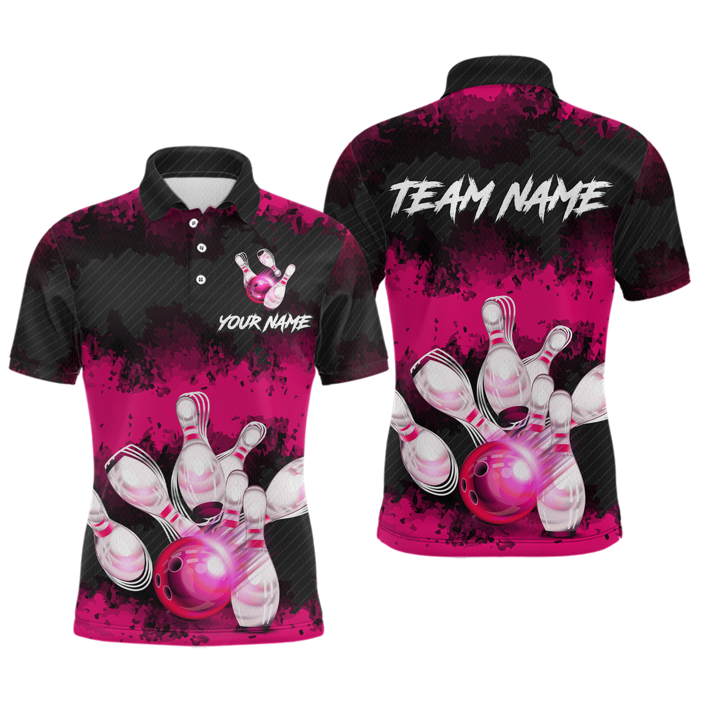 Customize Pink Bowling Shirts for Men Women Team Bowling Polo & 1/4 Zip Shirts MBL81