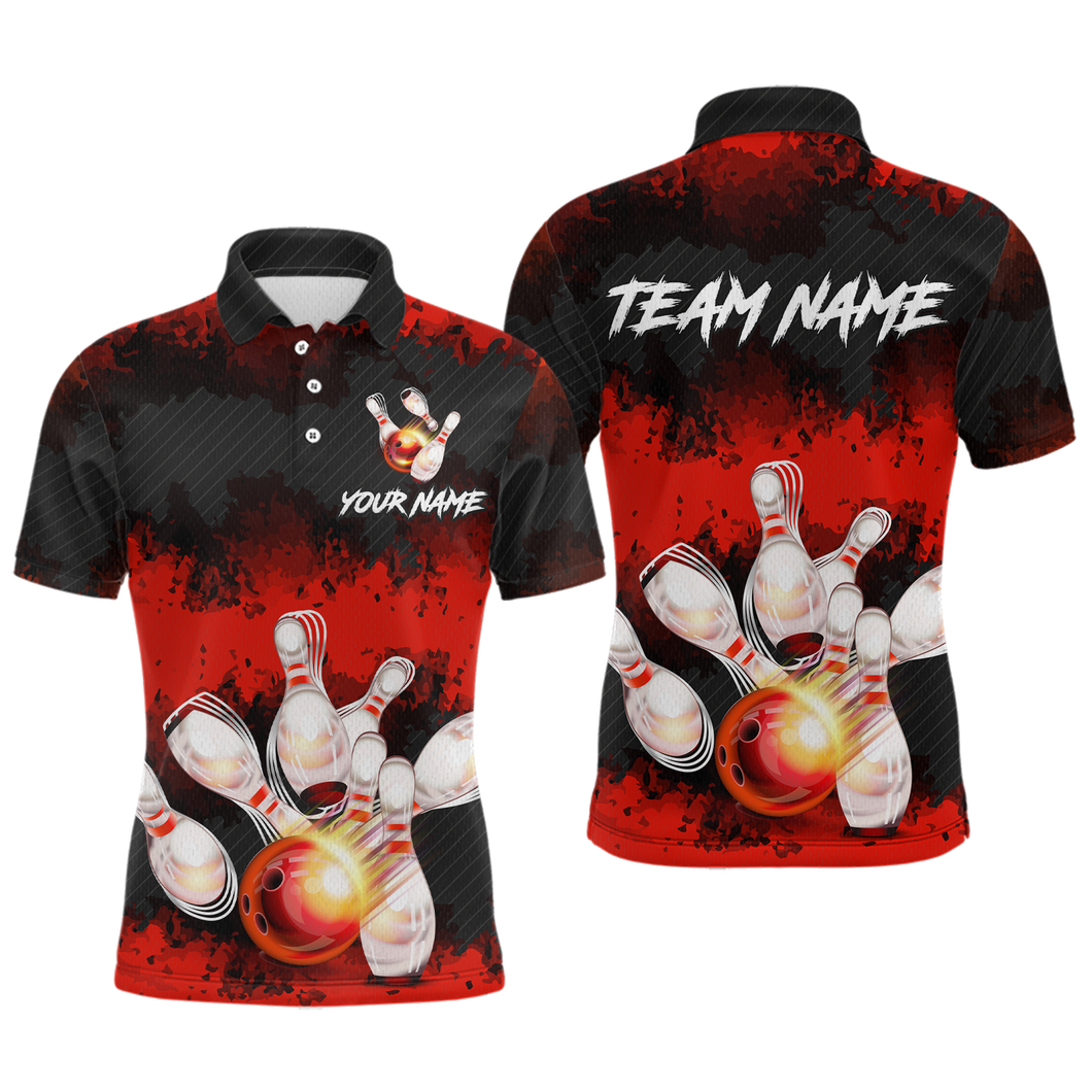 Customize Red Bowling Shirts for Men Women Team Bowling Polo & 1/4 Zip Shirts MBL81