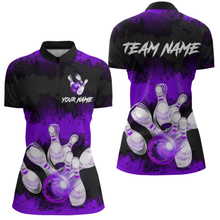 Load image into Gallery viewer, Customize Purple Bowling Shirts for Men Women Team Bowling Polo &amp; 1/4 Zip Shirts MBL81