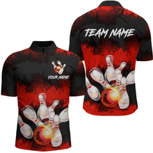 Load image into Gallery viewer, Customize Red Bowling Shirts for Men Women Team Bowling Polo &amp; 1/4 Zip Shirts MBL81