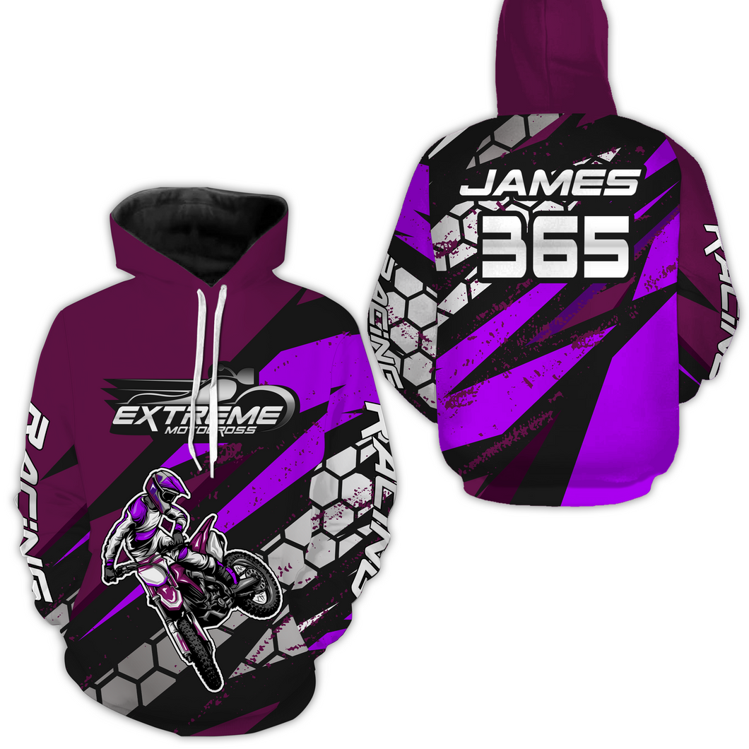 Purple Motocross Racing Hoodie Jersey for Men Women Dirt Bike Motorcycle Hoodie Zip MH51