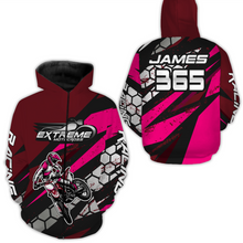 Load image into Gallery viewer, Pink Motocross Racing Hoodie Jersey for Men Women Dirt Bike Motorcycle Hoodie Zip MH51