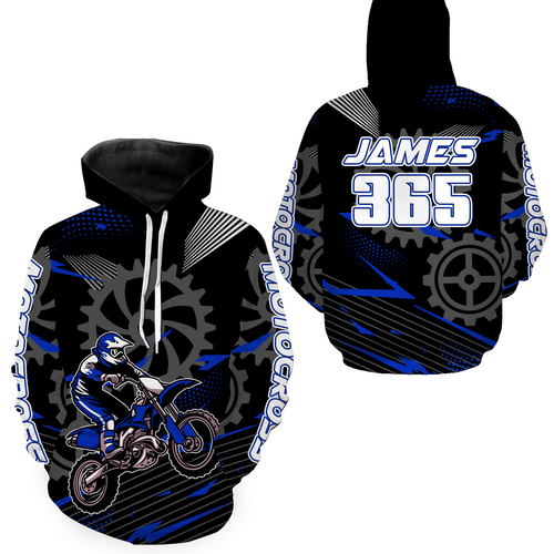 Blue Motocross Racing Hoodie for Men Women Dirt Bike Motorcycle Hoodie MX Jersey MH145