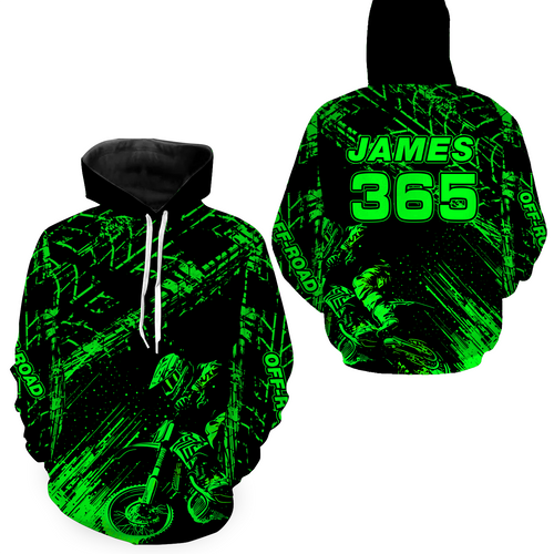 Green Motocross Hoodie Jersey Custom for Men Women Motorcycle Dirt Bike Hoodie Zip MH146