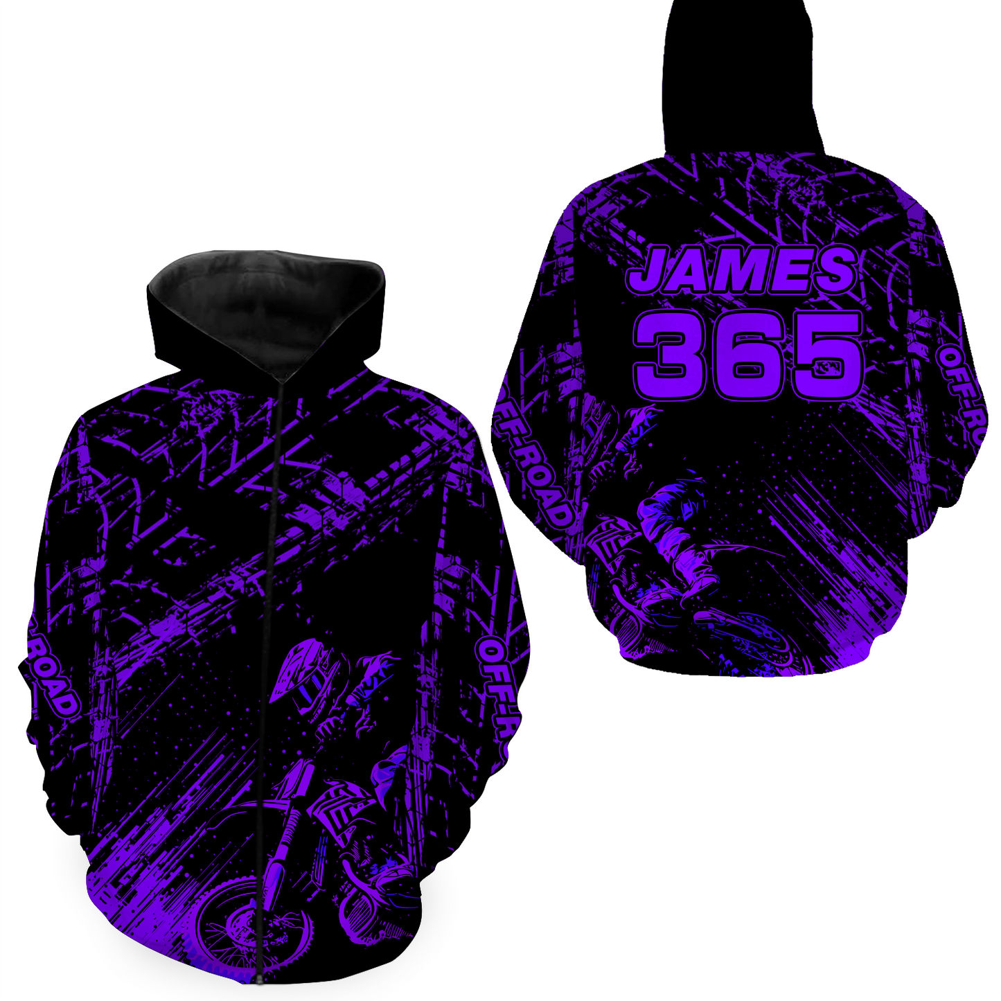 Purple Motocross Hoodie Jersey Custom for Men Women Motorcycle Dirt Bike Hoodie Zip MH146