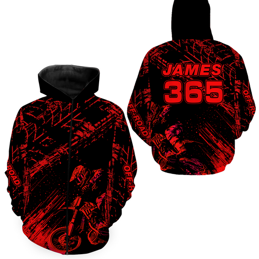 Red Motocross Hoodie Jersey Custom for Men Women Motorcycle Dirt Bike Hoodie Zip MH146