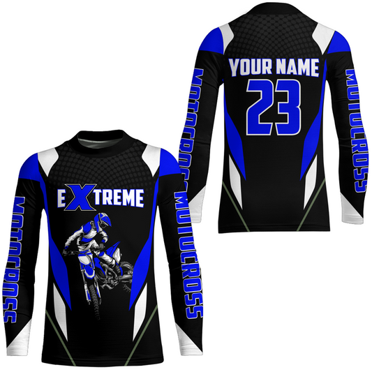 Motocross Racing Jersey Blue Off-road Riding Dirt Bike Shirt For Kid Men Women XM308