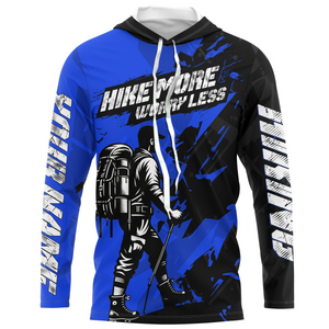 Blue Hiking Shirt Men Women Upf30+ Hiking Shirts Short Long Sleeved Hike More Worry Less HM18