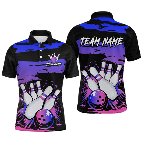 Purple Bowling Shirts Custom for Women Men Team Bowling Polo and 1/4 Zip Shirts MBL116