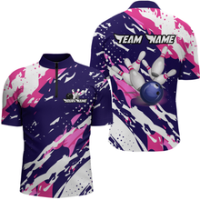 Load image into Gallery viewer, Custom Pink&amp;Purple Bowling Shirts for Men Women Team Bowling Polo and Quarter Zip MBL117