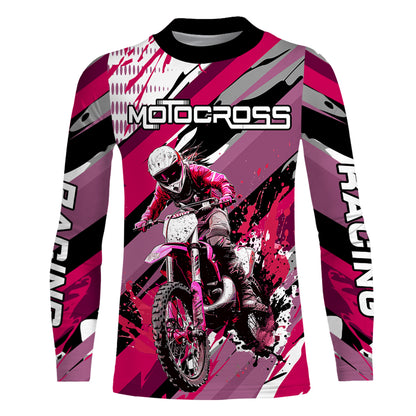 Pink Motocross Racing Jersey Women Kid Girl Upf30+ Dirt Bike Shirt Off-Road MX XM274