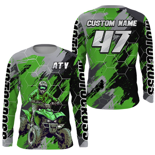 ATV Motocross Racing Jersey Green UPF30+ ATV Quad Bike Jersey Youth Men Women Kid MX43
