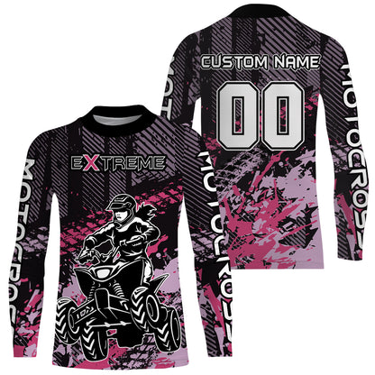 ATV Quad Bike Jersey ATV Racing Shirt Kid Girl Women Upf30+ ATV Quad Shirt Pink MX78