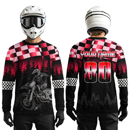 Red Motocross Jersey Dirt Bike Jersey Kid Adult UPF30+ Custom Motocross Racing Jersey DNT56