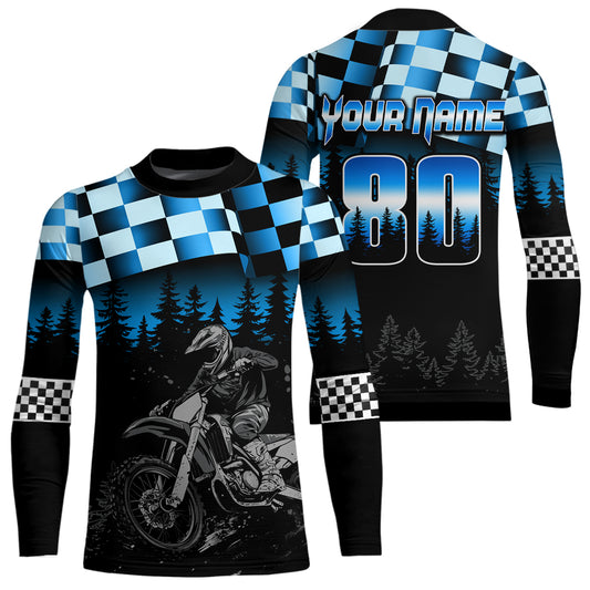 Blue Motocross Jersey Dirt Bike Jersey Kid Adult UPF30+ Custom Motocross Racing Jersey DNT56