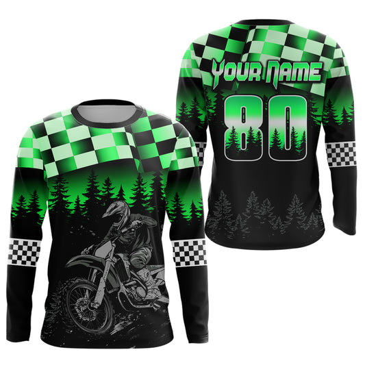 Green Motocross Jersey Dirt Bike Jersey Kid Adult UPF30+ Custom Motocross Racing Jersey DNT56