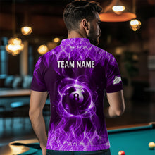 Load image into Gallery viewer, Purple Flaming 8 Ball Pool Shirts Men Billiard Polo &amp; 1/4 Zip Shirts Billiard Team Jerseys NNT10