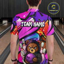 Load image into Gallery viewer, Custom Funny Bear Bowling Men Bowling Shirt Polo &amp; Quarter-Zip Bowling Team Jerseys HNT84