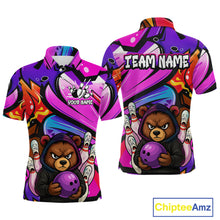 Load image into Gallery viewer, Custom Funny Bear Bowling Men Bowling Shirt Polo &amp; Quarter-Zip Bowling Team Jerseys HNT84