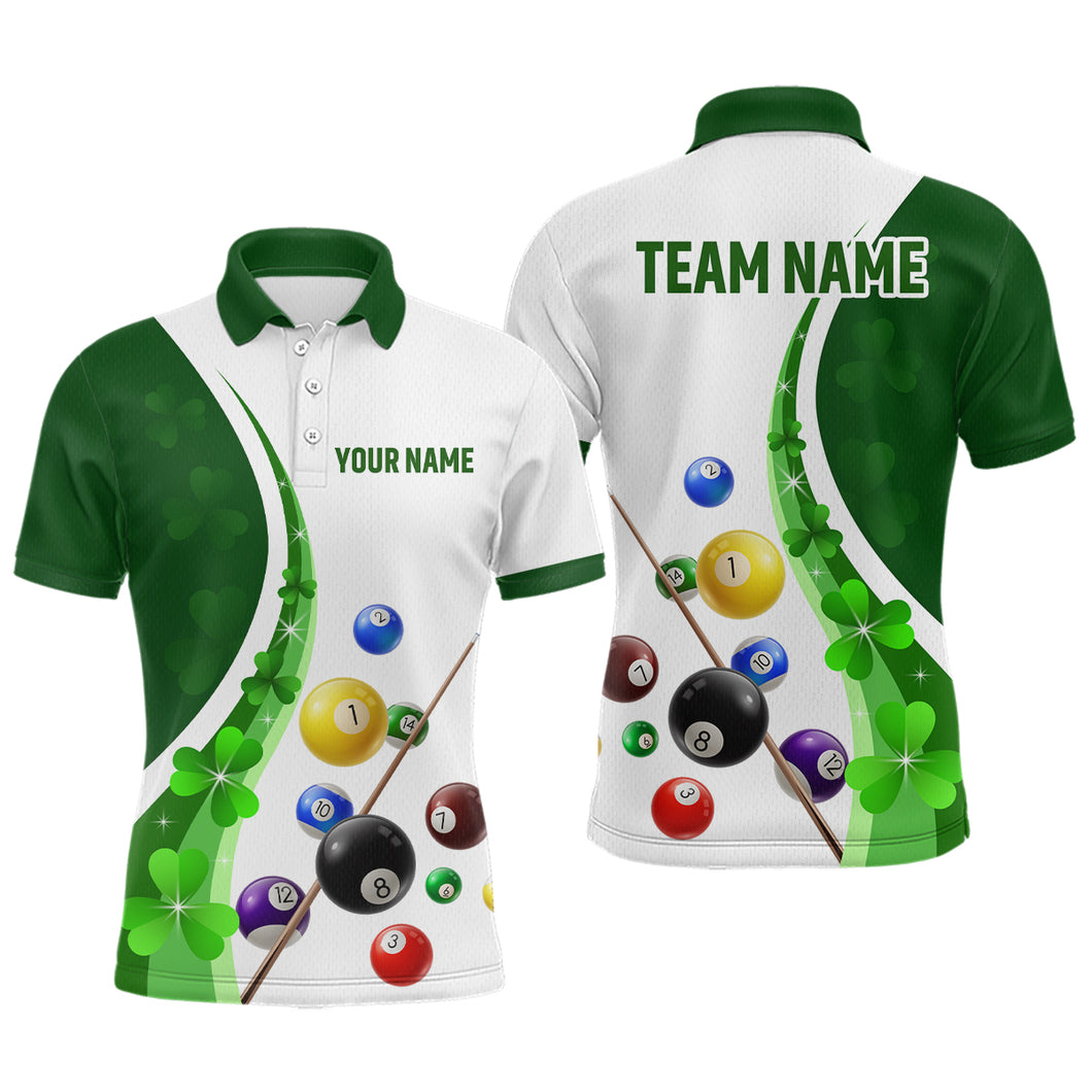 St Patrick Day Funny Ball Billiards Shirt Men Polo & 1/4 Zip Shirts Billiard Team NNT16