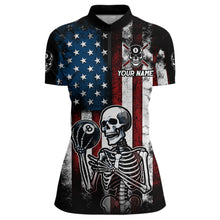 Load image into Gallery viewer, Custom US Skull 8 Ball Billiard Shirts for Women Billiard Team Shirts Billiard League Polo &amp; 1/4 Zipper NNT86