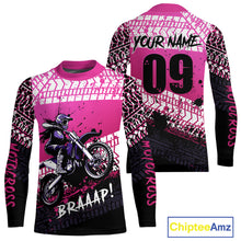 Load image into Gallery viewer, Pink Motocross Shirts Kid Adult Custom Motocross MX Off-Road Motocycle Shirt UPF30+ DNT64