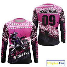 Load image into Gallery viewer, Pink Motocross Shirts Kid Adult Custom Motocross MX Off-Road Motocycle Shirt UPF30+ DNT64