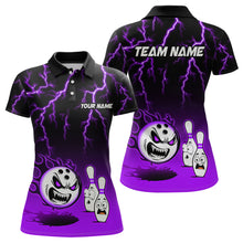 Load image into Gallery viewer, Purple Funny Crazy Bowling Shirt for Women Bowling Jersey Shirts Polo &amp; Quarter- Zip Bowling League HNT17