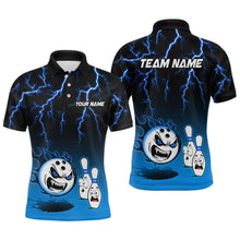 Load image into Gallery viewer, Blue Funny Crazy Bowling Shirt for Men Bowling Jersey Shirts Polo &amp; Quarter- Zip Bowling League HNT17