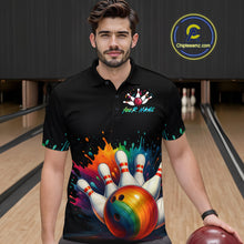 Load image into Gallery viewer, Custom Funny Colorful Bowling Jersey for Men Bowling Uniform Polo &amp; 1/4 Zip Bowling Team Shirts HNT116