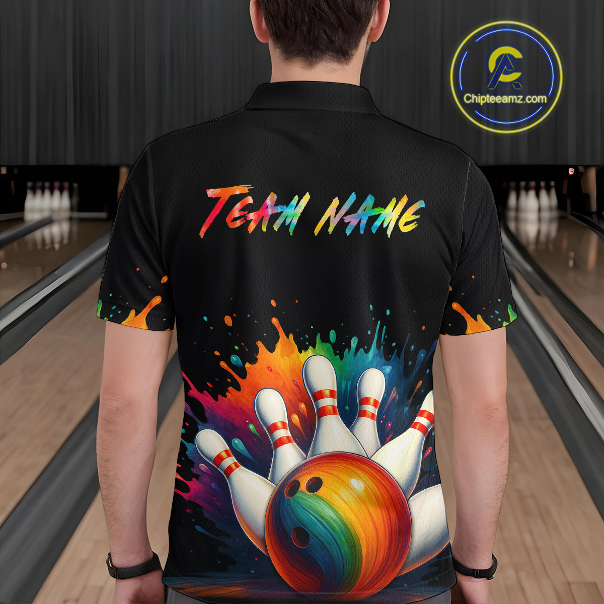 Custom Funny Colorful Bowling Jersey for Men Bowling Uniform Polo & 1/4 Zip Bowling Team Shirts HNT116