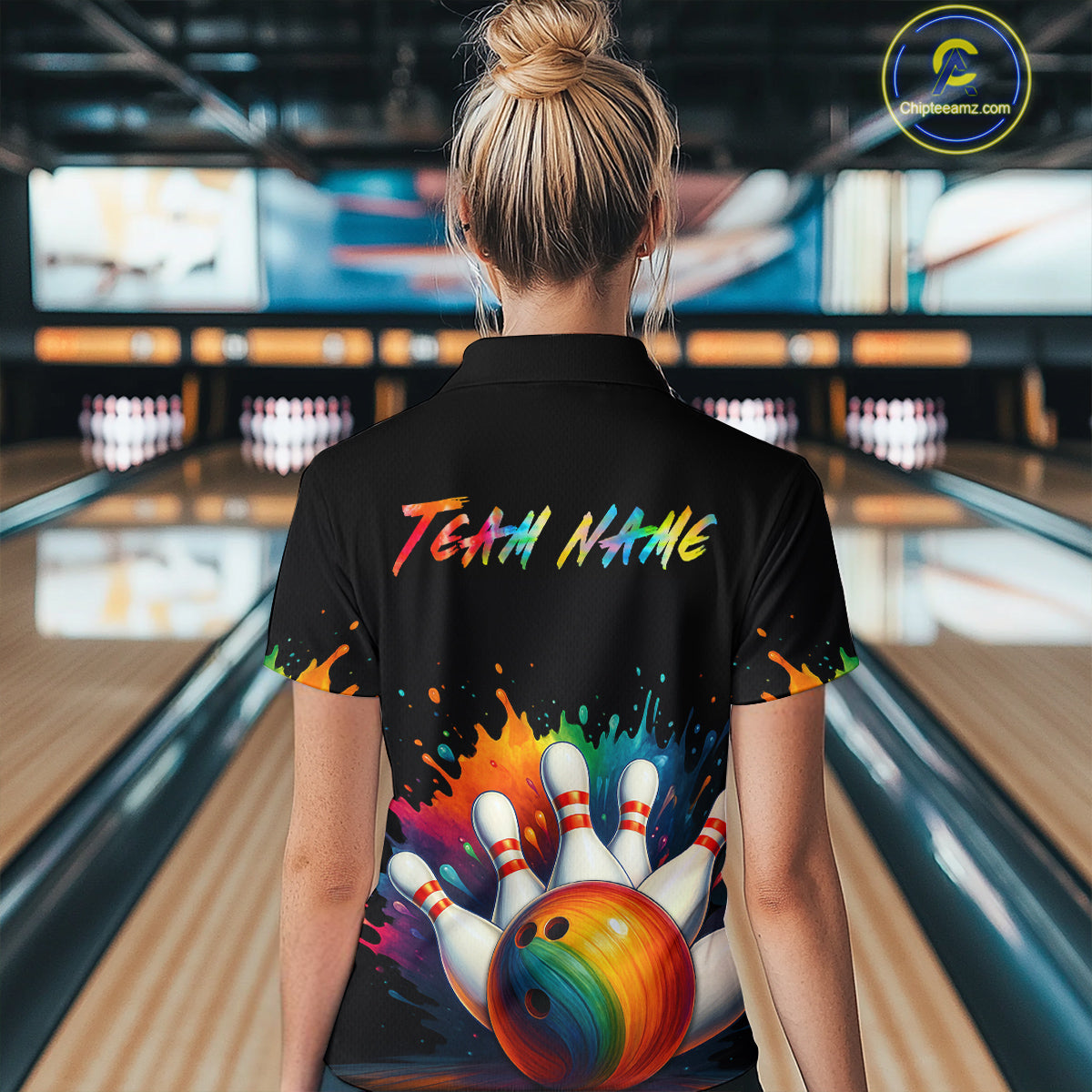 Custom Funny Colorful Bowling Jersey for Women Bowling Uniform Polo & 1/4 Zip Bowling Team Shirts HNT116