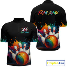 Load image into Gallery viewer, Custom Funny Colorful Bowling Jersey for Men Bowling Uniform Polo &amp; 1/4 Zip Bowling Team Shirts HNT116