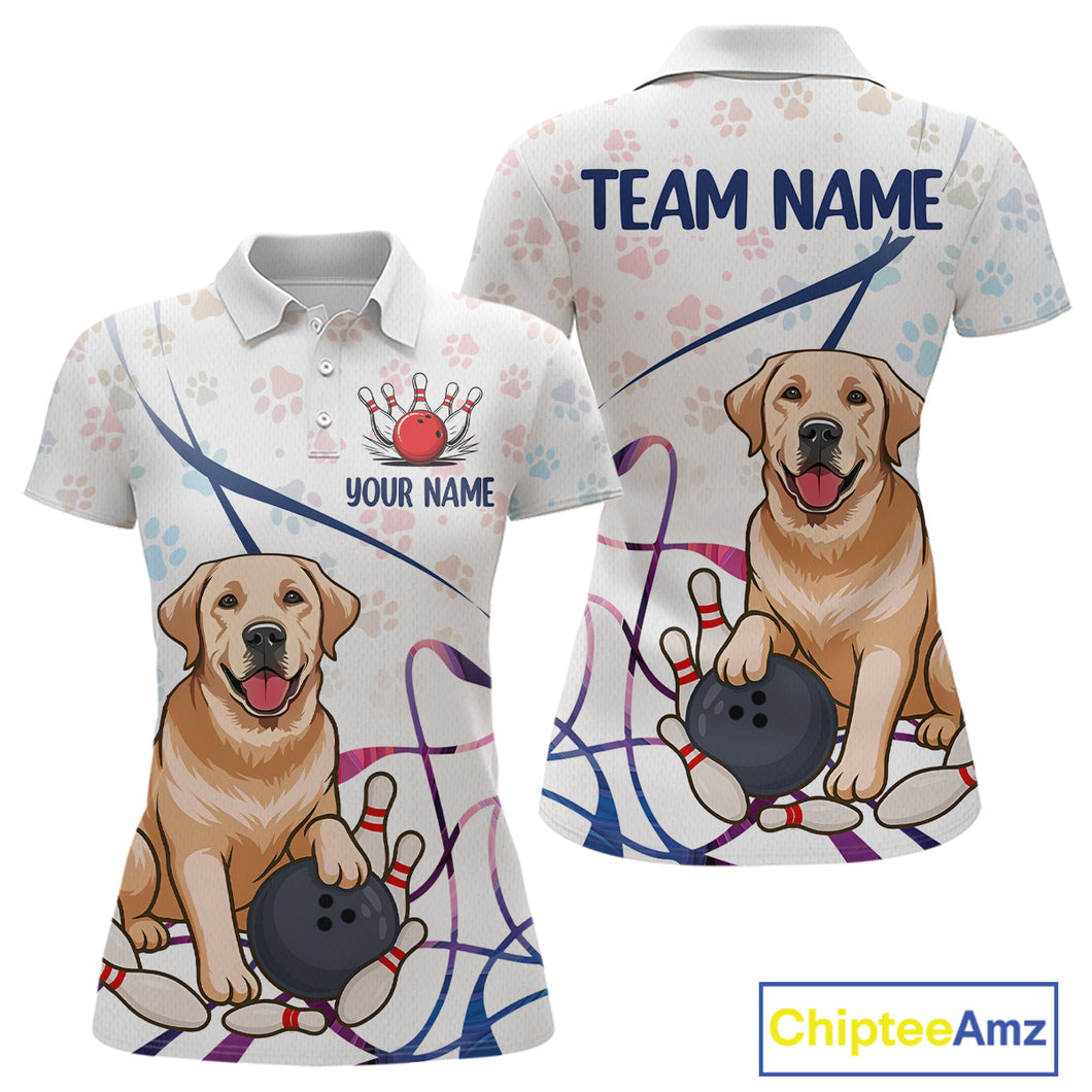 Custom Funny Dog Paw Bowling Women Polo & 1/4 Zip Shirts Bowling Team Jerseys HNT95